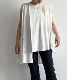 ＜ EMMEL REFINES（エメル リファインズ） ＞アシメ ノースリーブ フレアカット －手洗い可能－