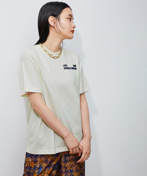 BAUM UND PFERDGARTEN(バウムウンドヘルガーデン)の「【BAUM UND PFERDGARTEN】JALO Tee(Tシャツ/カットソー・レディース・オフホワイト/ピンク・S)」の1枚目の写真