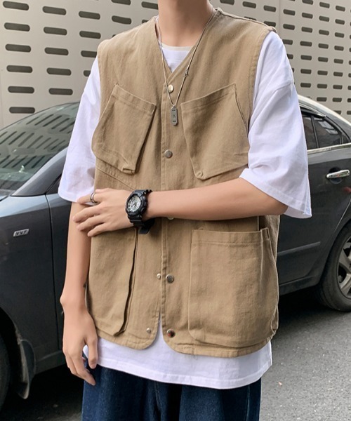 KOR（ケーオーアール）の「ミリタリールーズベスト フィッシングベスト（ベスト・メンズ・ブラック/ベージュ・M/L/2XL/XL）」の15枚目の写真