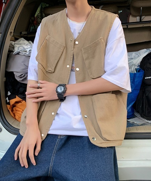 KOR（ケーオーアール）の「ミリタリールーズベスト フィッシングベスト（ベスト・メンズ・ブラック/ベージュ・M/L/2XL/XL）」の13枚目の写真