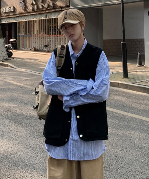 KOR（ケーオーアール）の「ミリタリールーズベスト フィッシングベスト（ベスト・メンズ・ブラック/ベージュ・M/L/2XL/XL）」の9枚目の写真