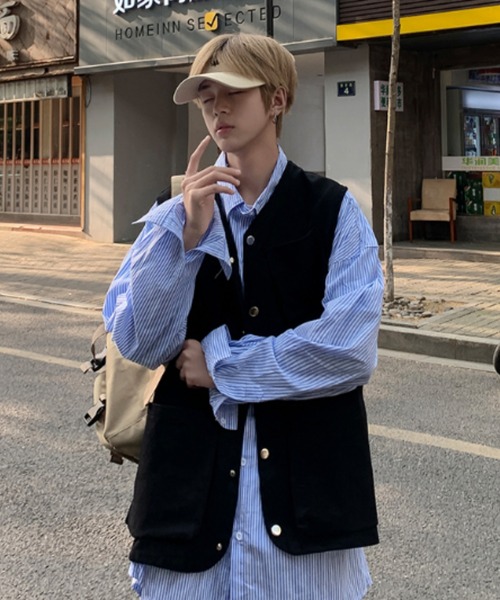 KOR（ケーオーアール）の「ミリタリールーズベスト フィッシングベスト（ベスト・メンズ・ブラック/ベージュ・M/L/2XL/XL）」の5枚目の写真