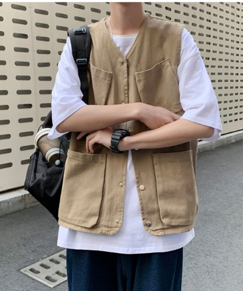 KOR（ケーオーアール）の「ミリタリールーズベスト フィッシングベスト（ベスト・メンズ・ブラック/ベージュ・M/L/2XL/XL）」の16枚目の写真