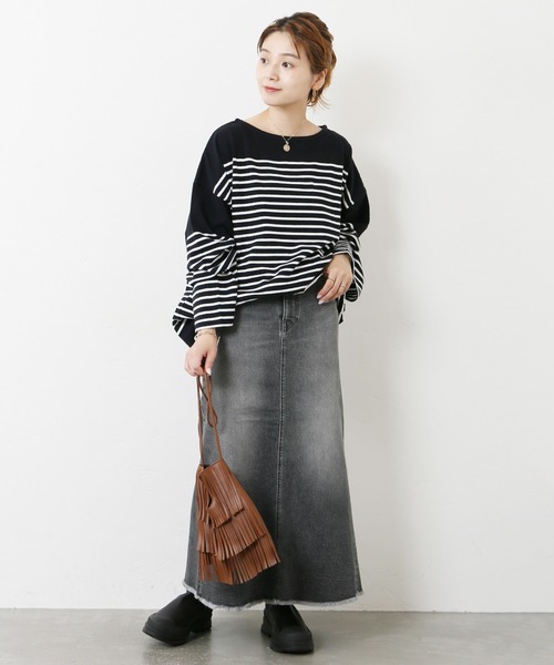 JOURNAL STANDARD（ジャーナルスタンダード）の「マルチデニムマキシスカート◆（デニムスカート・レディース・ブラウン/ベージュ/ブラック・38/36）」の8枚目の写真