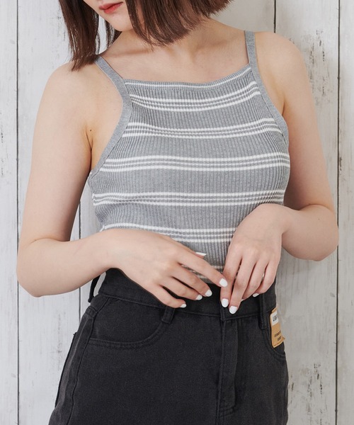 Anuenue（アヌエヌエ）の「アメリカンスリーブ ボーダーキャミソール（キャミソール・レディース・ブラック/ブラウン/グレー/イエロー/グリーン・FREE）」の18枚目の写真