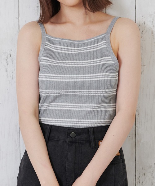 Anuenue（アヌエヌエ）の「アメリカンスリーブ ボーダーキャミソール（キャミソール・レディース・ブラック/ブラウン/グレー/イエロー/グリーン・FREE）」の15枚目の写真