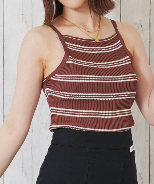 Anuenue（アヌエヌエ）の「アメリカンスリーブ ボーダーキャミソール（キャミソール・レディース・ブラック/ブラウン/グレー/イエロー/グリーン・FREE）」の20枚目の写真