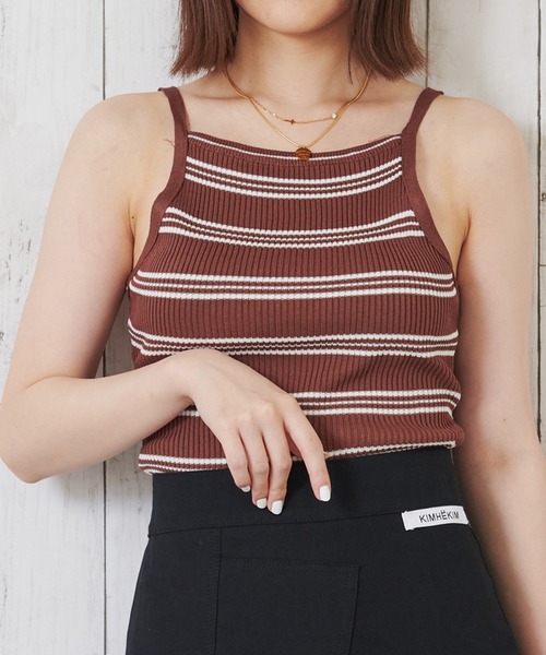 Anuenue（アヌエヌエ）の「アメリカンスリーブ ボーダーキャミソール（キャミソール・レディース・ブラック/ブラウン/グレー/イエロー/グリーン・FREE）」の19枚目の写真