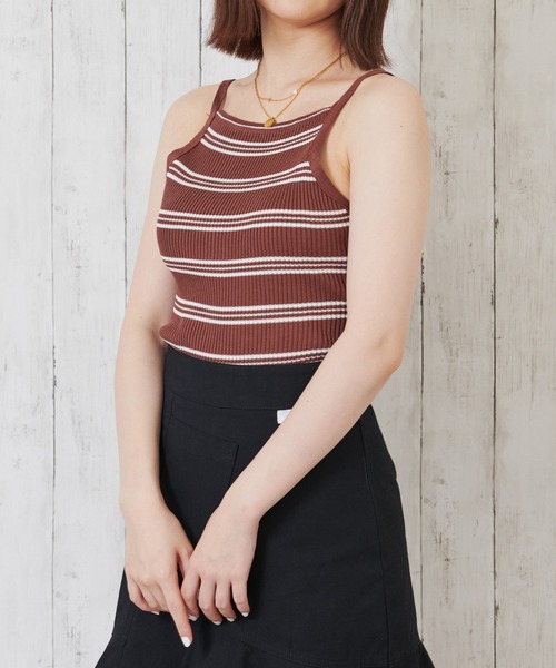 Anuenue（アヌエヌエ）の「アメリカンスリーブ ボーダーキャミソール（キャミソール・レディース・ブラック/ブラウン/グレー/イエロー/グリーン・FREE）」の22枚目の写真