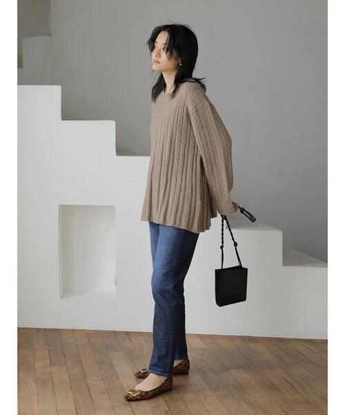 AMERICAN HOLIC（アメリカンホリック）の「Aラインフレアケーブルニットプルオーバー（ニット/セーター・レディース・アイボリー/モカ・M/L）」の13枚目の写真