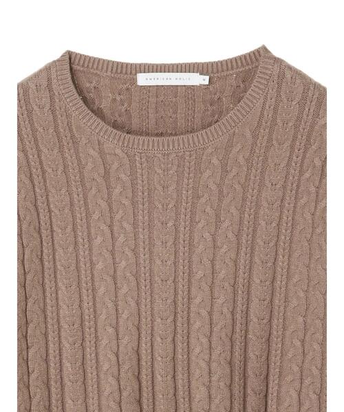 AMERICAN HOLIC（アメリカンホリック）の「Aラインフレアケーブルニットプルオーバー（ニット/セーター・レディース・アイボリー/モカ・M/L）」の20枚目の写真