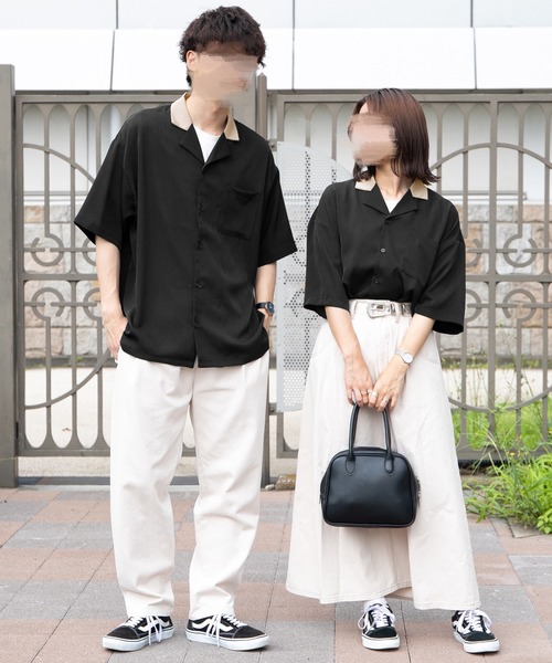 PairPair(ペアペア)の「クレリックオープンカラーシャツ(ユニセックス)(シャツ/ブラウス・レディース・グレイッシュブルー/アイボリー/ブラック・MEDIUM/LARGE)」の10枚目の写真
