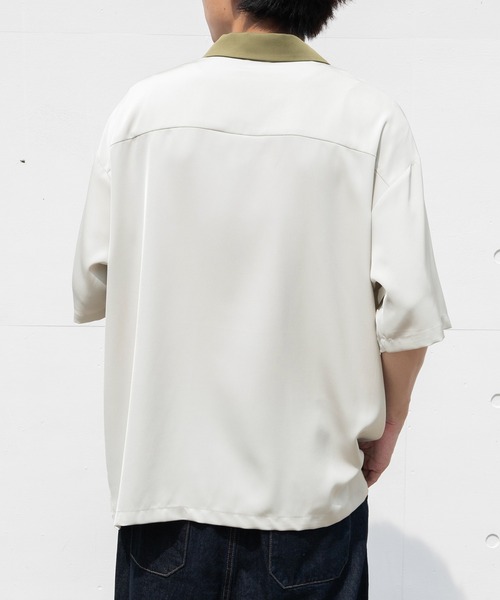 PairPair(ペアペア)の「クレリックオープンカラーシャツ(ユニセックス)(シャツ/ブラウス・レディース・グレイッシュブルー/アイボリー/ブラック・MEDIUM/LARGE)」の5枚目の写真