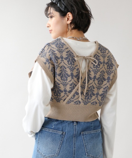 RAGEBLUE（レイジブルー）の「柄ラップビスチェ/215291（ベスト・レディース・ベージュ/ブラウン・FREE）」の2枚目の写真