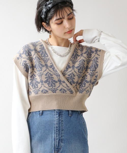 RAGEBLUE（レイジブルー）の「柄ラップビスチェ/215291（ベスト・レディース・ベージュ/ブラウン・FREE）」の3枚目の写真