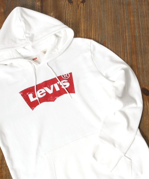 Levi's（リーバイス）の「Levi's/リーバイス ビッグシルエット バットウイング スウェットパーカ/フーディー（パーカー・メンズ・ホワイト/ブラック/グレー・S/M/L）」の3枚目の写真