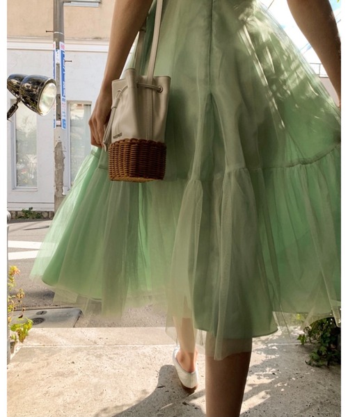 epine（エピヌ）の「tulle see-through volume dress（ドレス・レディース・グリーン/ホワイト・S/M）」の4枚目の写真