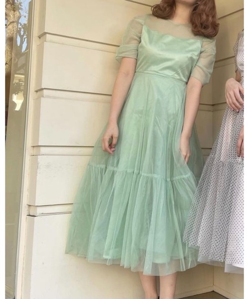 epine（エピヌ）の「tulle see-through volume dress（ドレス・レディース・グリーン/ホワイト・S/M）」の5枚目の写真