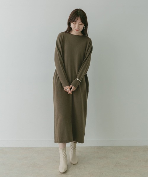 KBF+（ケービーエフプラス）の「KBF+　ロングニットワンピース∴（ワンピース・レディース・ライトベージュ・ONE）」の3枚目の写真