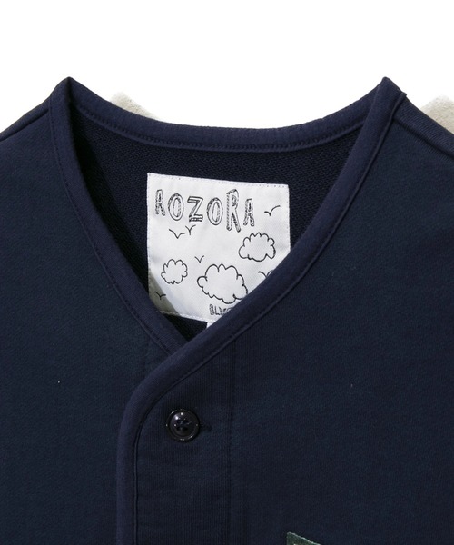 AOZORA（アオゾラ）の「AOZORA/アオゾラ　度詰め裏毛クルーカーディガン（カーディガン/ボレロ・メンズ・ネイビー/アイボリー/グレー・LARGE/MEDIUM/X-LARGE）」の5枚目の写真