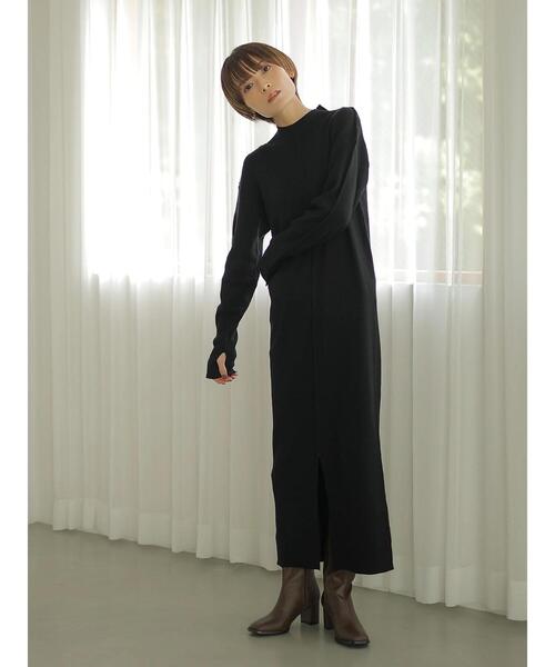 rem closet（レムクローゼット）の「ハイネックリンキングワンピース（ワンピース・レディース・ブラック/ブラウン・S）」の15枚目の写真