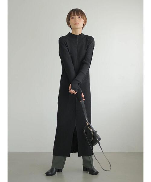 rem closet（レムクローゼット）の「ハイネックリンキングワンピース（ワンピース・レディース・ブラック/ブラウン・S）」の3枚目の写真