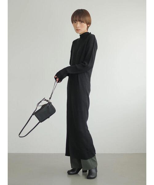 rem closet（レムクローゼット）の「ハイネックリンキングワンピース（ワンピース・レディース・ブラック/ブラウン・S）」の4枚目の写真