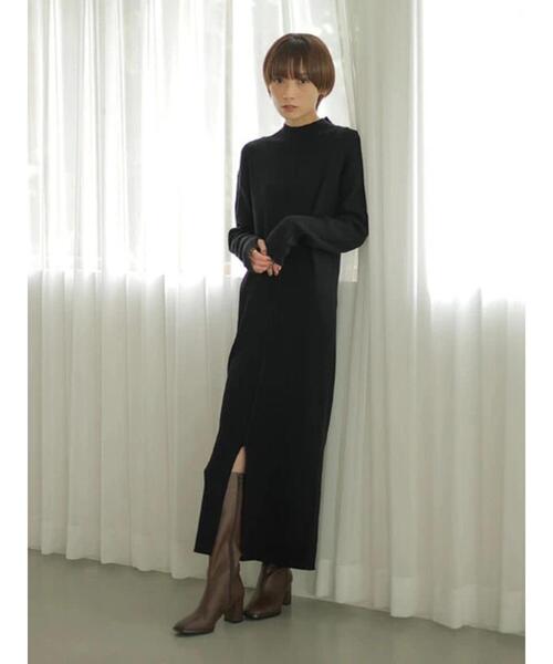 rem closet（レムクローゼット）の「ハイネックリンキングワンピース（ワンピース・レディース・ブラック/ブラウン・S）」の2枚目の写真