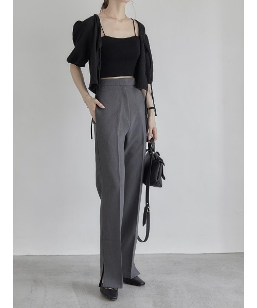 amel（エイメル）の「センタープレスサイドスリットパンツ（その他パンツ・レディース・グレー・FREE）」の4枚目の写真