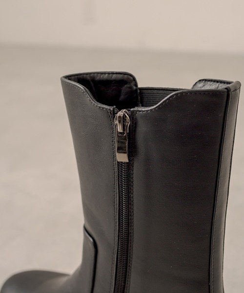 OLIVE des OLIVE（オリーブデオリーブ）の「ミドル丈サイドゴアブーツ（ブーツ・レディース・ブラック/オフホワイト・MEDIUM/SMALL/LARGE）」の8枚目の写真