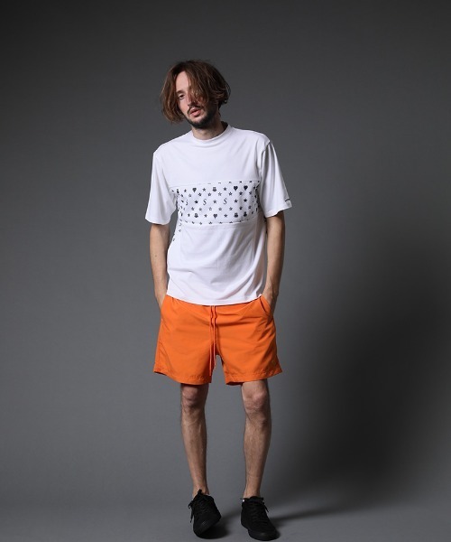 STUD MUFFIN(スタッドマフィン)の「mt7533-40-2天竺-メッシュスターグラムpt ワイドシルエット SS Tシャツ(Tシャツ/カットソー・メンズ・ホワイト×ブラック/ブラック×イエロー/ブラック系その他・2/3/4)」の7枚目の写真
