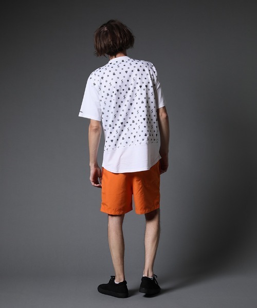 STUD MUFFIN(スタッドマフィン)の「mt7533-40-2天竺-メッシュスターグラムpt ワイドシルエット SS Tシャツ(Tシャツ/カットソー・メンズ・ホワイト×ブラック/ブラック×イエロー/ブラック系その他・2/3/4)」の9枚目の写真