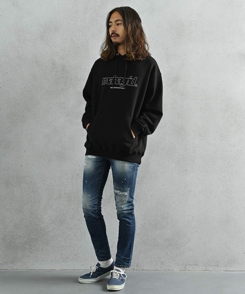 MAHAGRID（マハグリッド）の「mahagrid(マハグリッド) THIRD ロゴ プルオーバーパーカー（パーカー・メンズ・ブラック/グレー/チャコール・L/XL/M/S）」の6枚目の写真