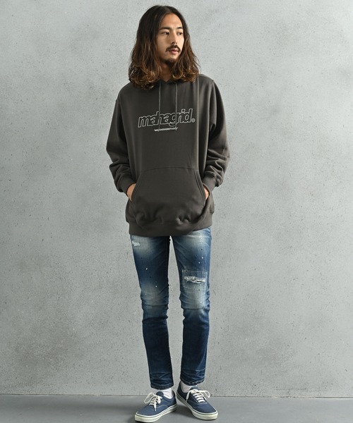 MAHAGRID（マハグリッド）の「mahagrid(マハグリッド) THIRD ロゴ プルオーバーパーカー（パーカー・メンズ・ブラック/グレー/チャコール・L/XL/M/S）」の21枚目の写真