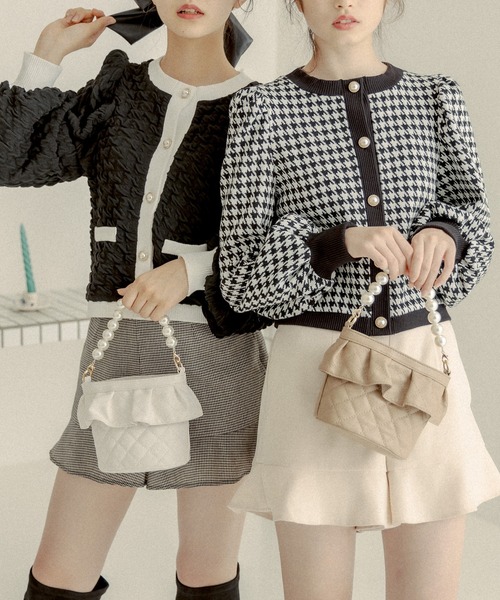 OLIVE des OLIVE（オリーブデオリーブ）の「配色レトロカーディガン（カーディガン/ボレロ・レディース・ブラック/スミクロ/ブラウン・FREE）」の5枚目の写真