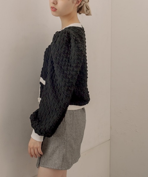 OLIVE des OLIVE（オリーブデオリーブ）の「配色レトロカーディガン（カーディガン/ボレロ・レディース・ブラック/スミクロ/ブラウン・FREE）」の10枚目の写真