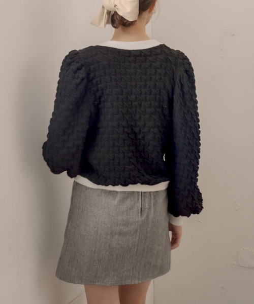 OLIVE des OLIVE（オリーブデオリーブ）の「配色レトロカーディガン（カーディガン/ボレロ・レディース・ブラック/スミクロ/ブラウン・FREE）」の11枚目の写真