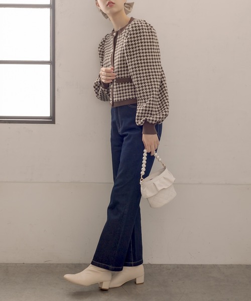 OLIVE des OLIVE（オリーブデオリーブ）の「配色レトロカーディガン（カーディガン/ボレロ・レディース・ブラック/スミクロ/ブラウン・FREE）」の14枚目の写真