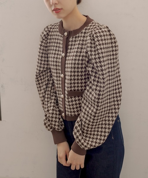 OLIVE des OLIVE（オリーブデオリーブ）の「配色レトロカーディガン（カーディガン/ボレロ・レディース・ブラック/スミクロ/ブラウン・FREE）」の16枚目の写真