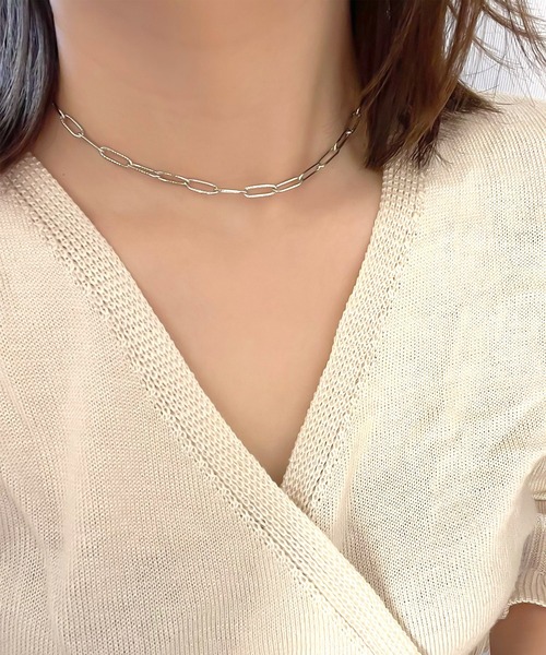 blackdia ocean（ブラックダイヤオーシャン）の「blackdia ocean レクタングルドットチョーカーチェーンネックレス（ネックレス・レディース・シルバー/ゴールド/ピンクゴールド・35cm）」の2枚目の写真