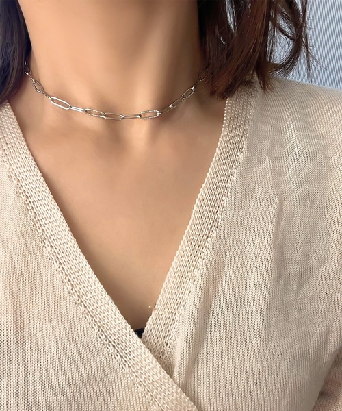 blackdia ocean（ブラックダイヤオーシャン）の「blackdia ocean レクタングルドットチョーカーチェーンネックレス（ネックレス・レディース・シルバー/ゴールド/ピンクゴールド・35cm）」の8枚目の写真