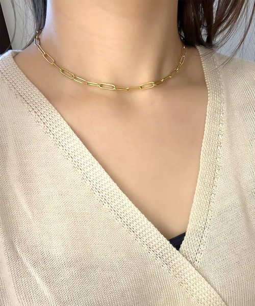 blackdia ocean（ブラックダイヤオーシャン）の「blackdia ocean レクタングルドットチョーカーチェーンネックレス（ネックレス・レディース・シルバー/ゴールド/ピンクゴールド・35cm）」の12枚目の写真