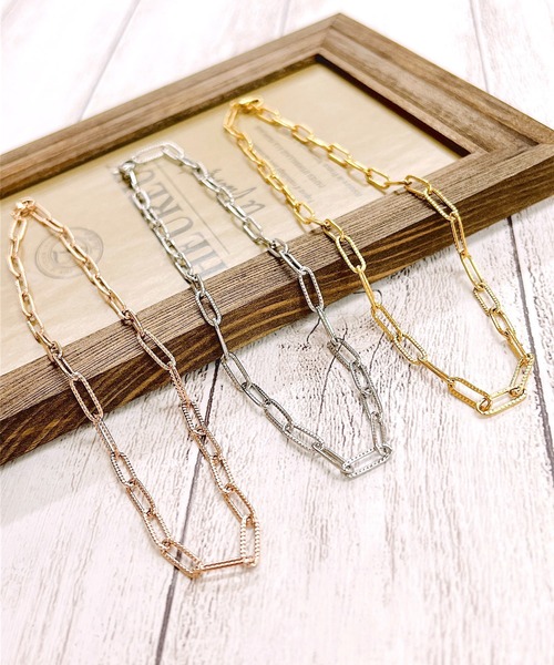 blackdia ocean（ブラックダイヤオーシャン）の「blackdia ocean レクタングルドットチョーカーチェーンネックレス（ネックレス・レディース・シルバー/ゴールド/ピンクゴールド・35cm）」の6枚目の写真