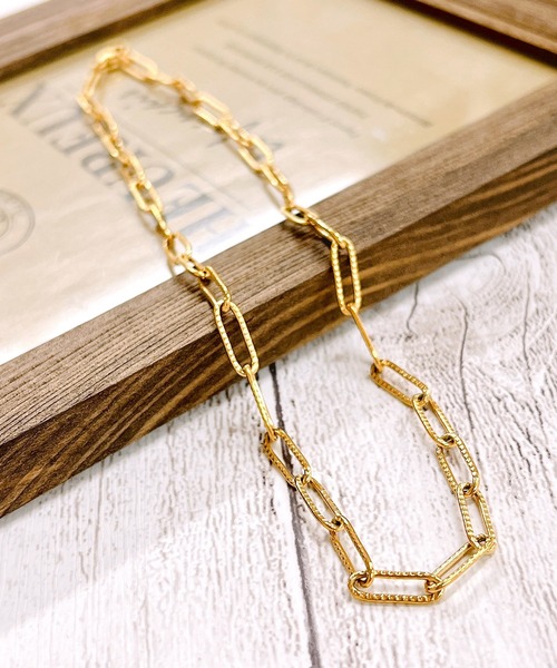 blackdia ocean（ブラックダイヤオーシャン）の「blackdia ocean レクタングルドットチョーカーチェーンネックレス（ネックレス・レディース・シルバー/ゴールド/ピンクゴールド・35cm）」の7枚目の写真