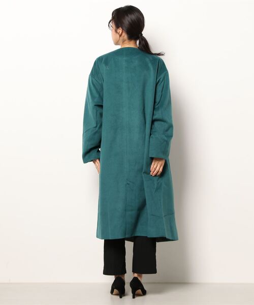 ROSE BUD(ローズバッド)の「ノーカラー配色コート(ノーカラーコート・レディース・ベージュ/グレー/グリーン・FREE)」の5枚目の写真