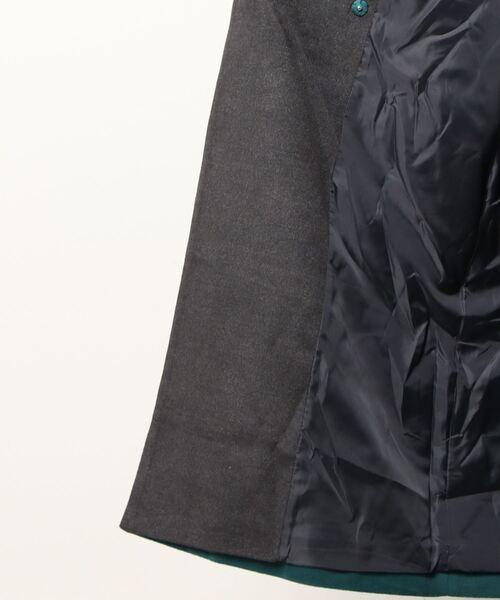 ROSE BUD(ローズバッド)の「ノーカラー配色コート(ノーカラーコート・レディース・ベージュ/グレー/グリーン・FREE)」の4枚目の写真