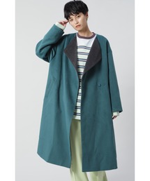 ROSE BUD | ノーカラー配色コート(ノーカラーコート)