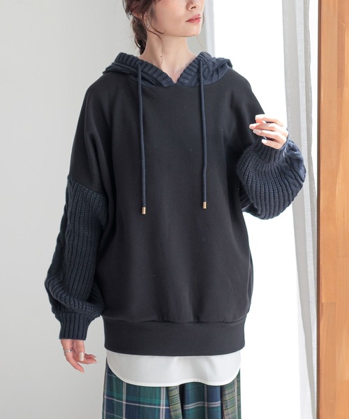 n'OrLABEL（ノアールレーベル）の「『ニットドッキング裏起毛パーカー』（パーカー・レディース・ブラック/モカ/ボルドー・FREE）」の18枚目の写真