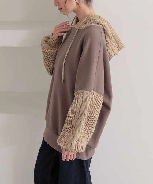 n'OrLABEL（ノアールレーベル）の「『ニットドッキング裏起毛パーカー』（パーカー・レディース・ブラック/モカ/ボルドー・FREE）」の14枚目の写真