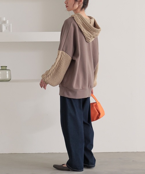 n'OrLABEL（ノアールレーベル）の「『ニットドッキング裏起毛パーカー』（パーカー・レディース・ブラック/モカ/ボルドー・FREE）」の16枚目の写真